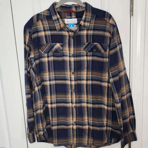 Columbia Mens Plaid Flannel Long Sleeve Button Up Shirt Comfort Fit - Picture 1 of 3